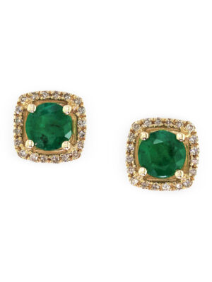 Effy 14K Yellow Gold Diamond,Natural Emerald Earrings