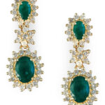 Effy 14K Yellow Gold Diamond,Natural Emerald Earrings
