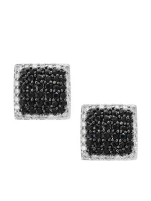 Effy 14K White Gold Diamond,Black Sapphire Earrings