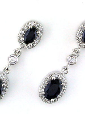 EFFY 14K WHITE GOLD DIAMOND,NATURAL SAPPHIRE EARRINGS
