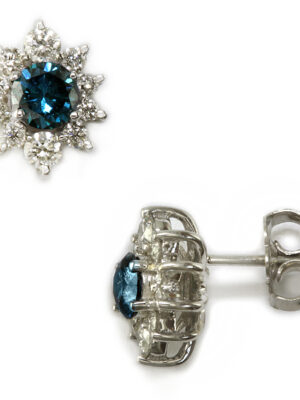 EFFY 14K WHITE GOLD DIAMOND,BLUE DIAMOND, EARRINGS