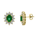 Effy 14K Yellow Gold Diamond,Natural Emerald Earrings
