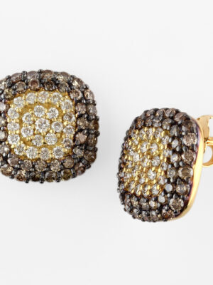 Effy 18K Yellow Gold Diamond,Espresso Diamond, Earrings