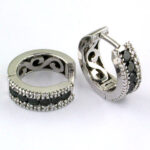 EFFY 14K WHITE GOLD DIAMOND,BLACK DIAMOND, EARRINGS