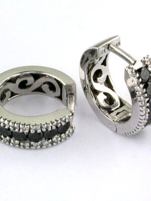 EFFY 14K WHITE GOLD DIAMOND,BLACK DIAMOND, EARRINGS