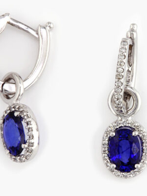 EFFY 14K WHITE GOLD DIAMOND,NATURAL SAPPHIRE EARRINGS