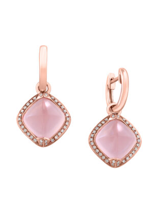 Effy 14K Rose Gold Diamond and Rose Quartz Earrings