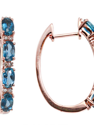 EFFY 14K ROSE GOLD DIAMOND AND LONDON BLUE TOPAZ EARRINGS