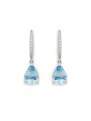 Effy 14K White Gold Diamond, Aquamarine Earrings