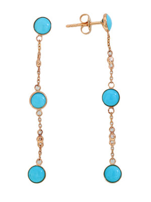 EFFY 14K YELLOW GOLD DIAMOND,TURQUOISE EARRINGS