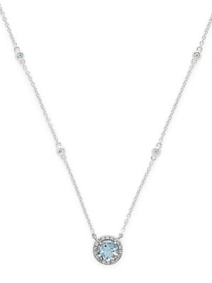 Effy 14K White Gold Diamond, Aquamarine Necklace
