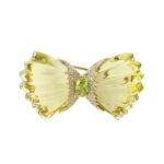 EFFY 14K YELLOW GOLD DIAMOND and LEMON QUARTZ AND PERIDOT PIN