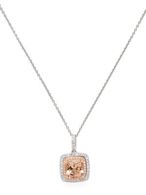 Effy 14K Rose & White Gold Diamond, Morganite Pendant