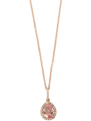 Effy 14K Rose Gold Diamond and Morganite Pendant