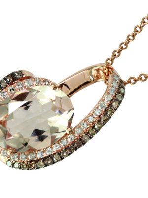 EFFY 14K ROSE GOLD DIAMOND,BROWN DIAMOND,MORGANITE PENDANT