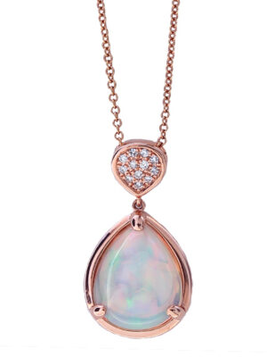EFFY 14K ROSE GOLD DIAMOND and OPAL PENDANT