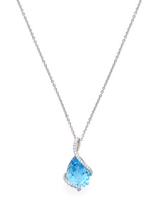 Effy 14K White Gold Diamond, Blue Topaz Pendant