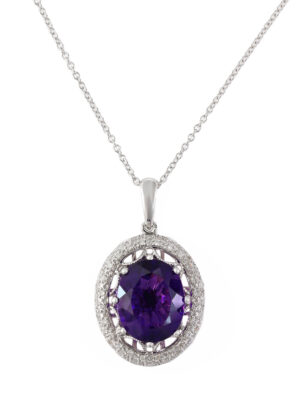 Effy 14K White Gold Diamond & Amethyst Pendant
