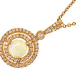 EFFY 14K YELLOW GOLD DIAMOND and OPAL PENDANT