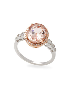 Effy 14K Rose & White Gold Diamond, Morganite Ring