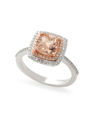 Effy 14K Rose & White Gold Diamond, Morganite Ring