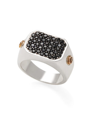 Effy 925 Sterling Silver Diamond, Black Sapphire Ring