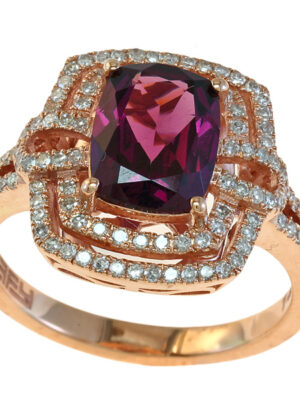 EFFY 14K ROSE GOLD DIAMOND and RHODOLITE RING