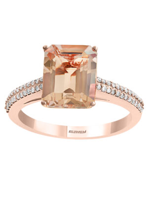 Effy 14K Rose Gold Diamond and Morganite Ring