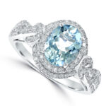 Effy 14K White Gold Diamond & Aquamarine Ring