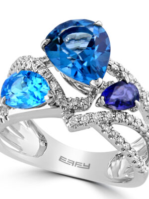 Effy 14K White Gold Diamond & Multicolor Ring