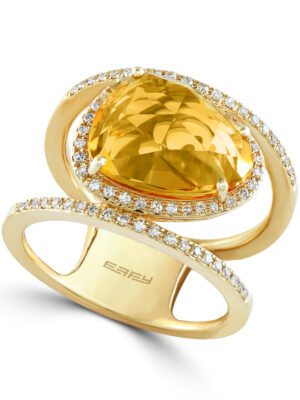 Effy 14K YELLOW GOLD DIAMOND CITRINE RING