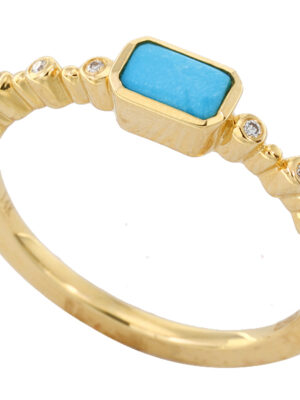 EFFY 14K YELLOW GOLD DIAMOND and TURQUOISE RING