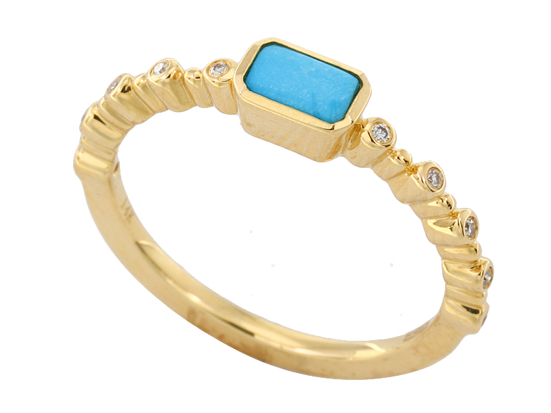 Effy K Yellow Gold Diamond And Turquoise Ring Belgium Jewelers