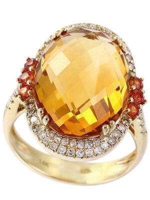EFFY 14K YELLOW GOLD DIAMOND and CITRINE RING