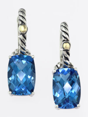 Effy 925 18K Yellow Gold/Silver Blue Topaz Earrings