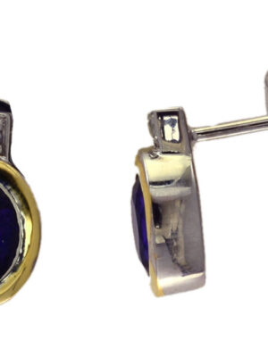 EFFY 925 STERLING SILVER/18K YELLOW GOLD SAPPHIRE,WHITE SAPPHIRE EARRINGS