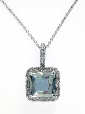 Effy 14K White Gold Diamond & Green Amethyst Pendant