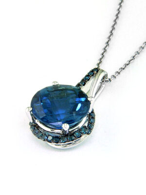 EFFY 14K WHITE GOLD DIAMOND and MULTICOLOR PENDANT