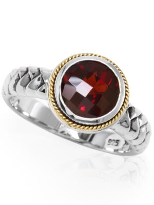 Effy 925 18K Yellow Gold/Silver Garnet Ring