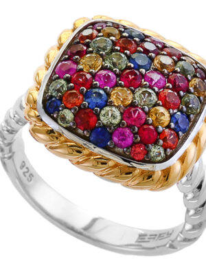 EFFY 925 STERLING SILVER MULTICOLOR STONES RING