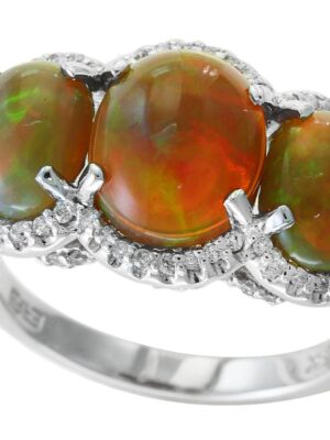 EFFY 14K WHITE GOLD DIAMOND,OPAL RING