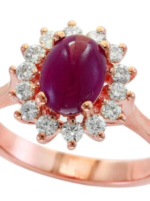 EFFY 14K ROSE GOLD DIAMOND,NATURAL RUBY RING