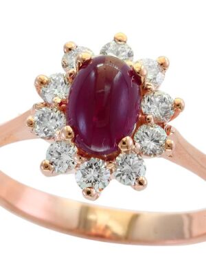 EFFY 14K ROSE GOLD DIAMOND,NATURAL RUBY RING