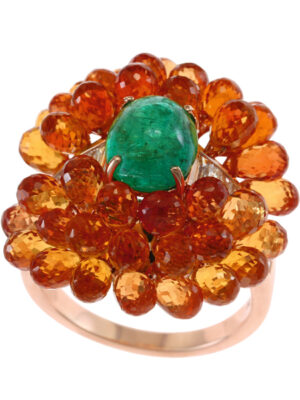 EFFY 18K ROSE GOLD NATURAL EMERALD RING