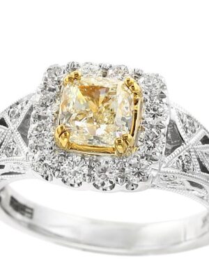 EFFY 18K TWO TONE GOLD WHITE AND YELLOW DIAMOND RING