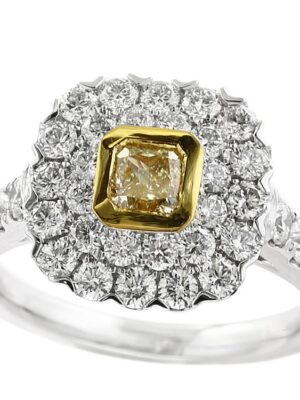 EFFY 18K TWO TONE GOLD WHITE AND YELLOW DIAMOND RING