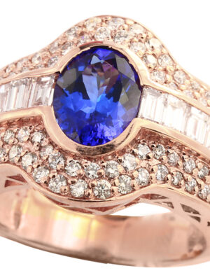 EFFY 14K ROSE GOLD DIAMOND,TANZANITE RING