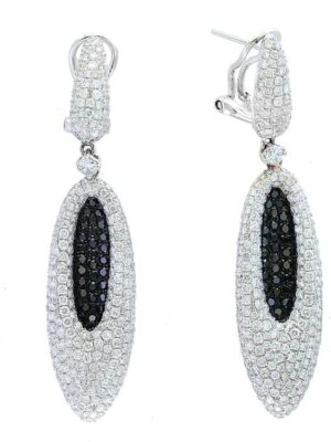 EFFY 18K WHITE GOLD BLACK AND WHITE DIAMOND EARRINGS