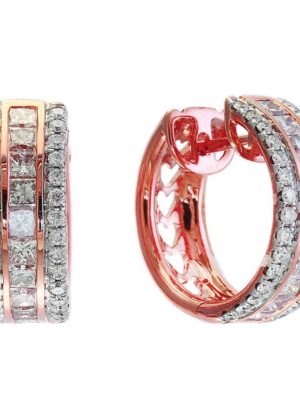 EFFY 18K ROSE GOLD ,PINK DIAMOND EARRINGS