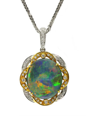 EFFY 18K WHT/YEL ,BLACK OPAL PENDANT